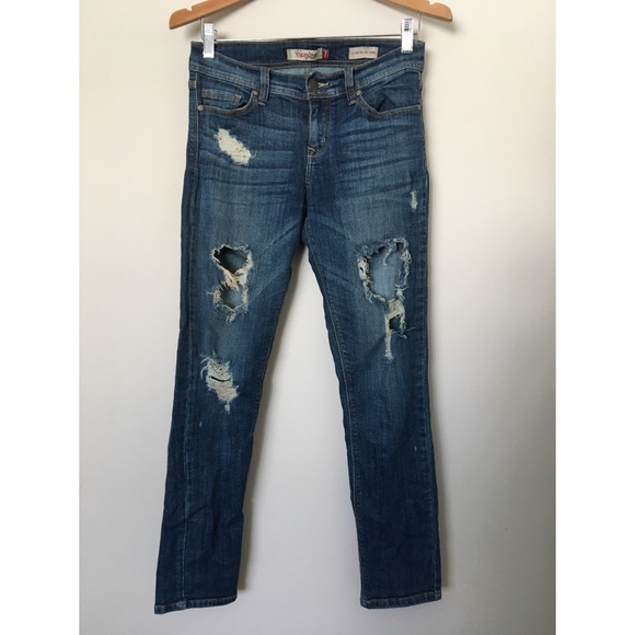 ❌SOLD❌ Low Rise Relaxed Skinny Distressed Jeans - Picture 1 of 7